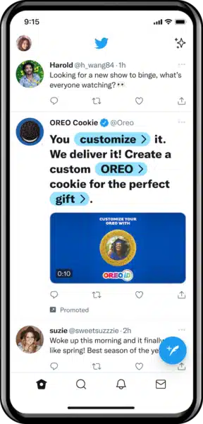 Twitter Interactive Text Ad Oreo
