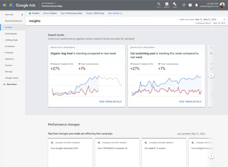 Performance Max Insights Page