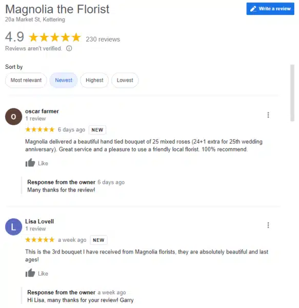 Google Business Profile: Reviews