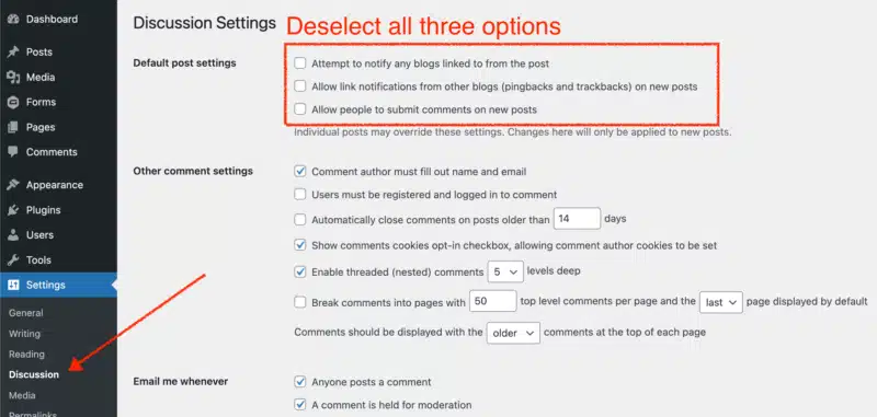 WordPress Discussion Settings