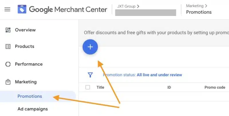 Google Merchant Center promotions