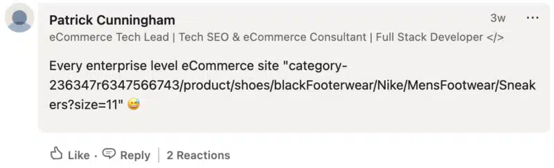 Lengthy ecommerce URL example