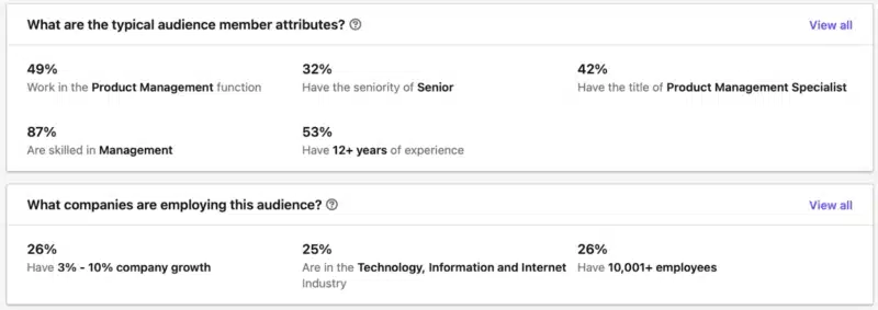 Social media audience attributes