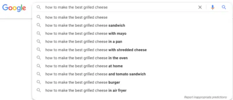 "How to make the best grilled cheese" search query