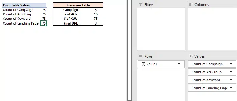 Pivot vs Summary Table