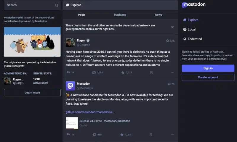 Mastodon.social - Explore feed