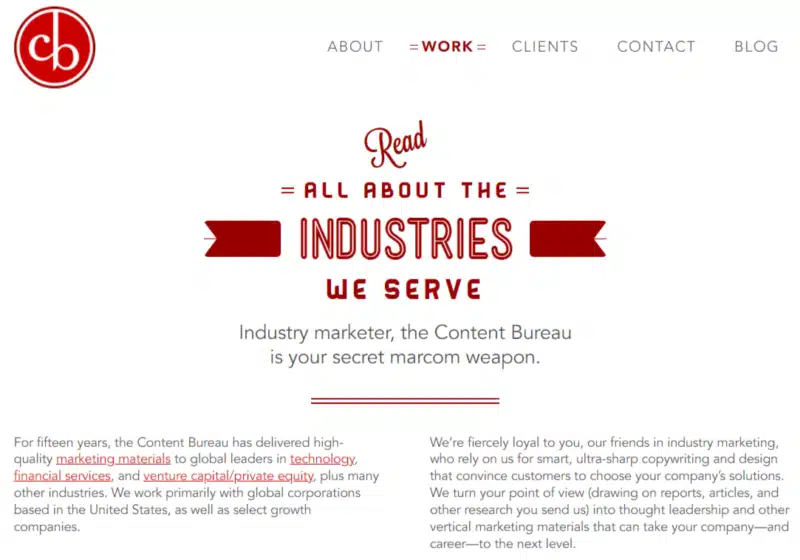 Content Marketing Agency Who We Serve Page