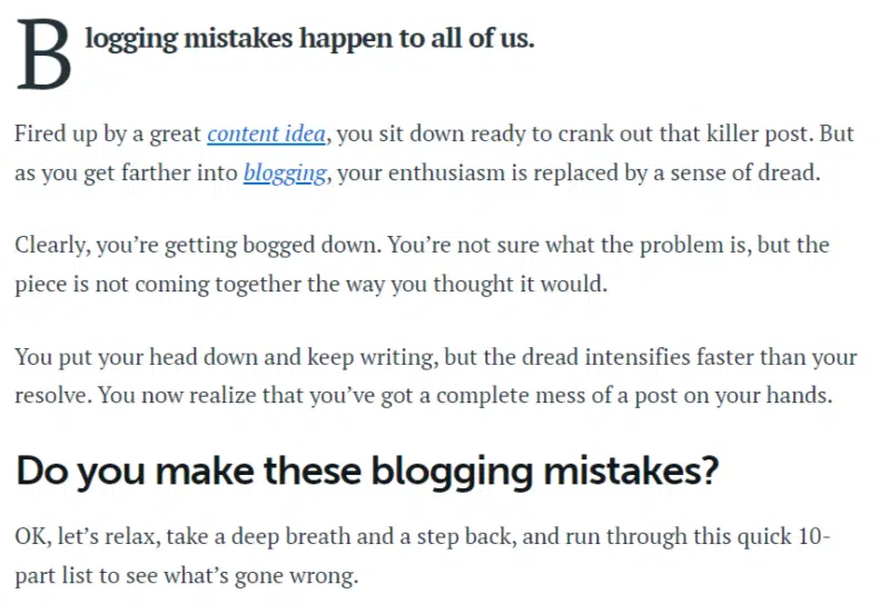 blog intro example from copyblogger