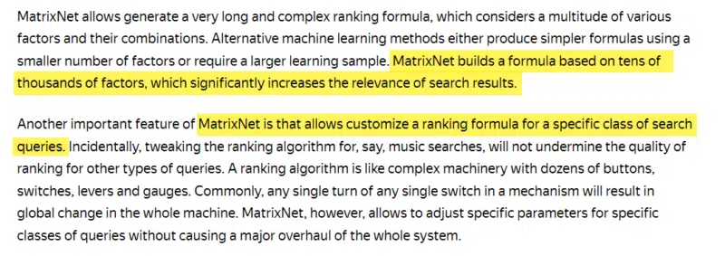 Matrixnet Yandex Documentation