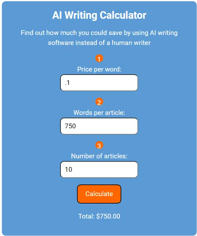 AI writing calculator