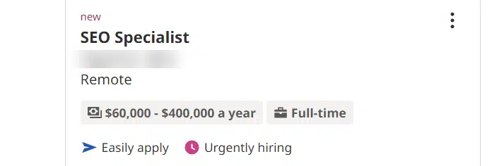 Job description with vague salary range
