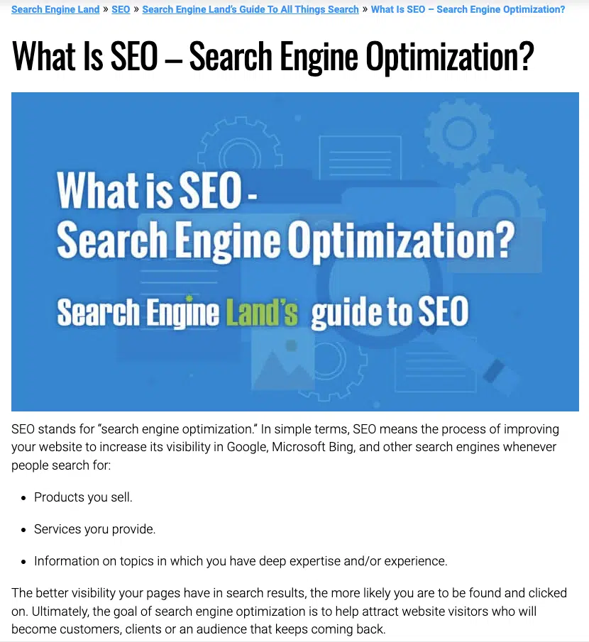 Search Engine Land's What is SEO guide