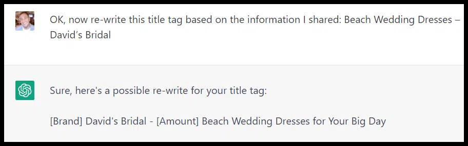 ChatGPT - rewrite title tag