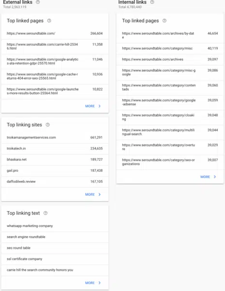 New Google Search Console Links Overview 1534861619