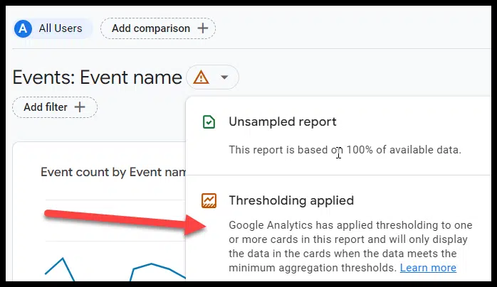 Data threshholding in GA4