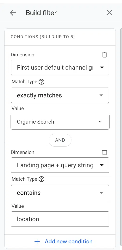 Filter to location page