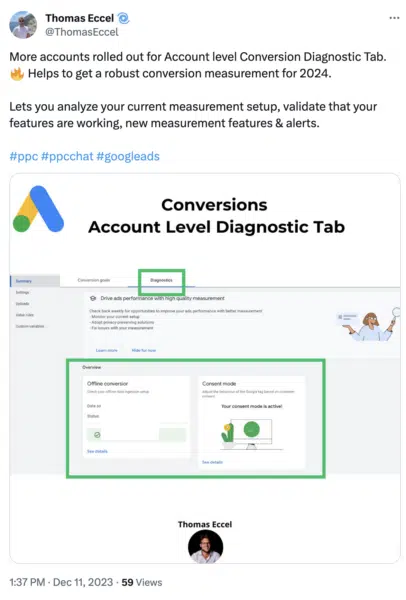 Account Level Conversion Diagnostic Tab. 