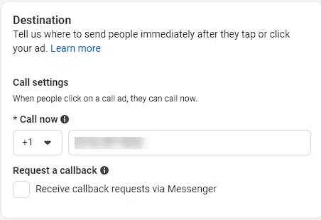 Meta ads - Calls