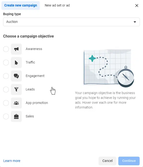 Meta ads - Select your objective
