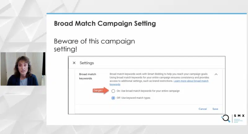 SMX Broad Match Campaign Setting