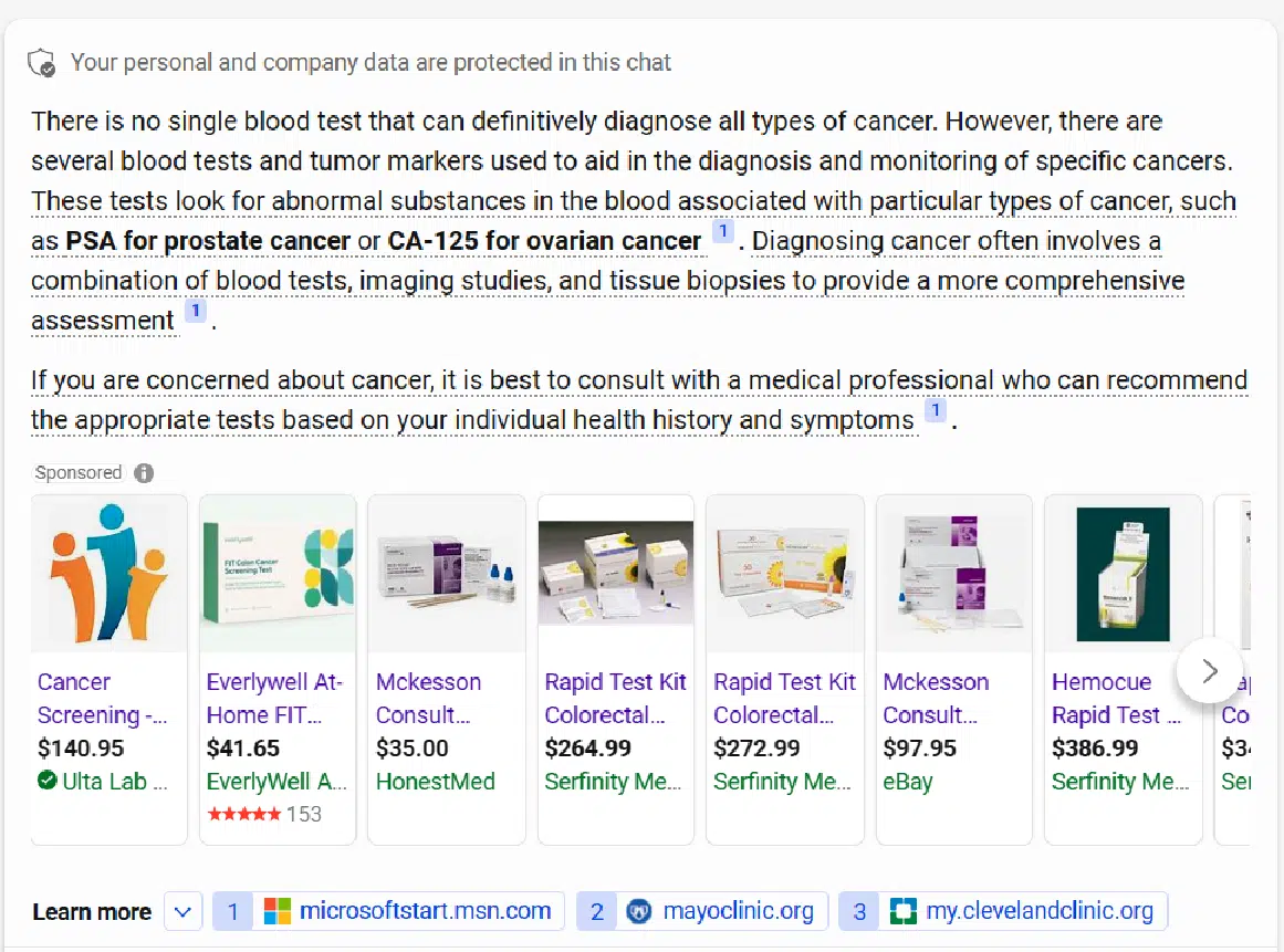 Bing Chat Balanced - Medical query