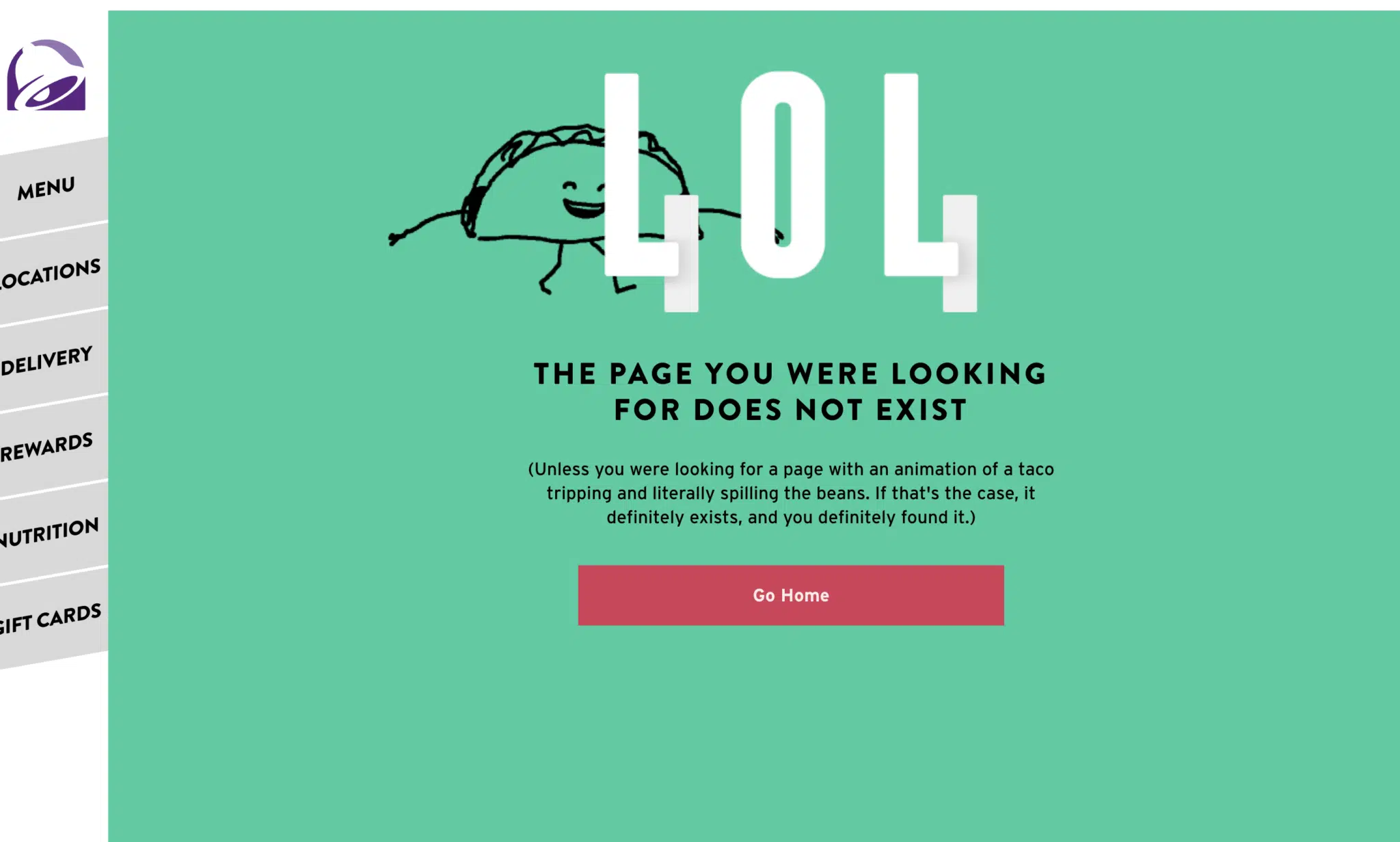 Taco Bell 404 page