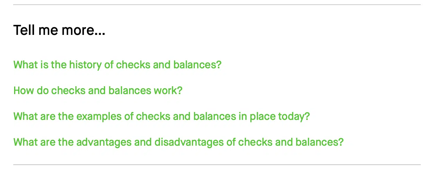 Check and balance - Related topics