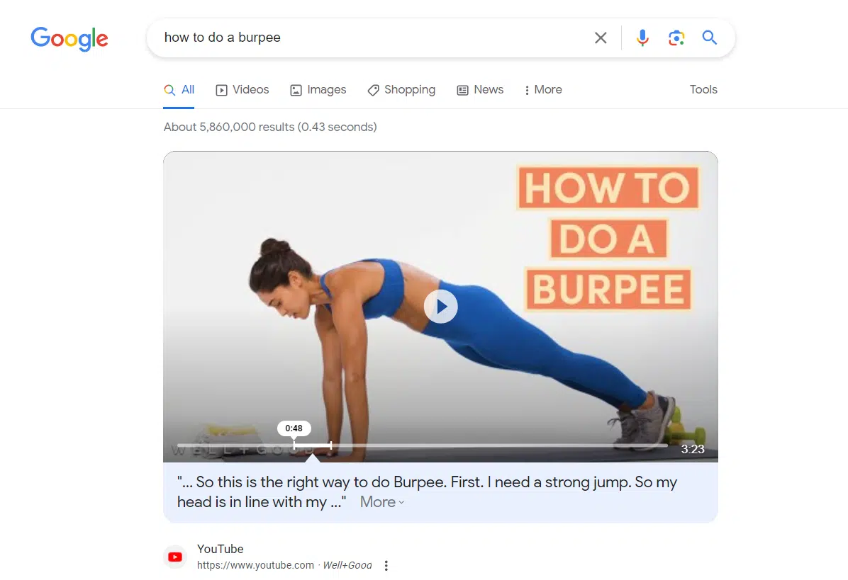 How to do a burpee - Video search result