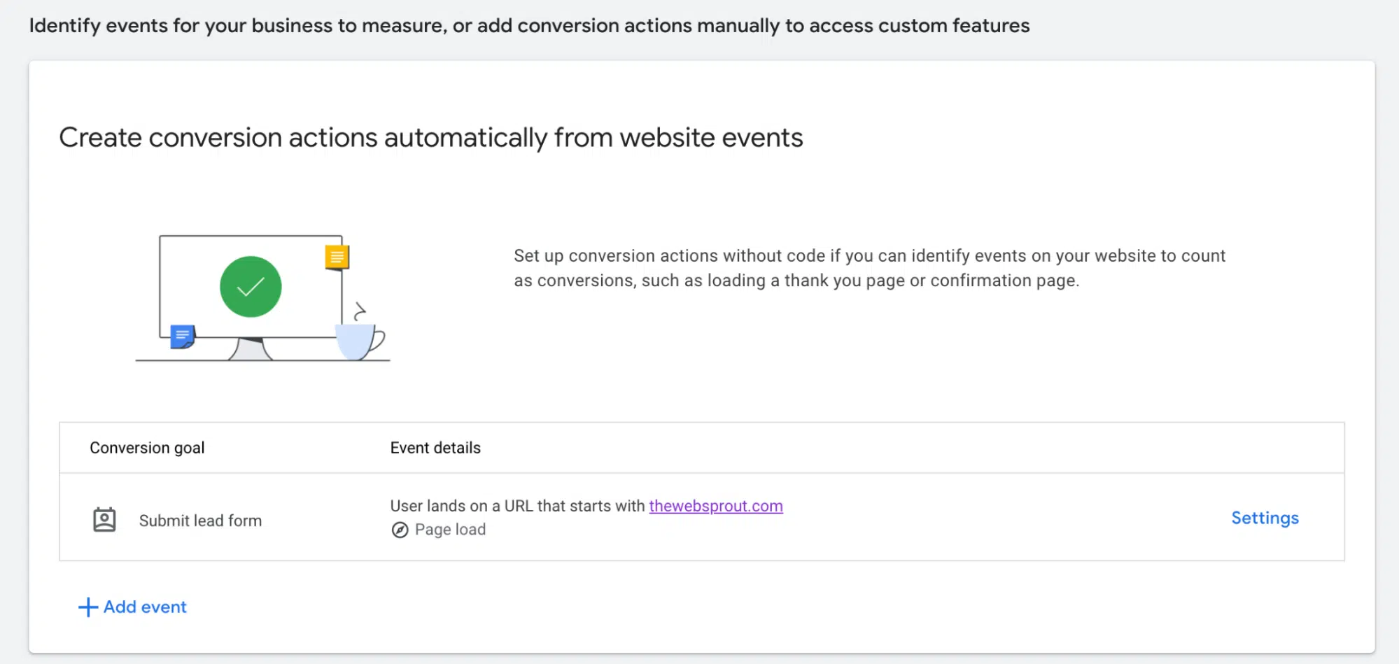 Identify Events Create Conversion Actions