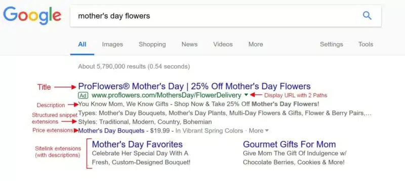 Mothers Day Flowers Google Ad Assets