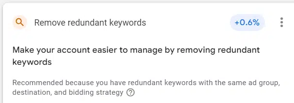 Google Ads - Remove redundant keywords