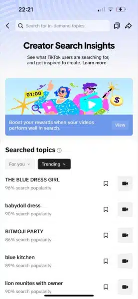 Tiktok Creator Search Insights