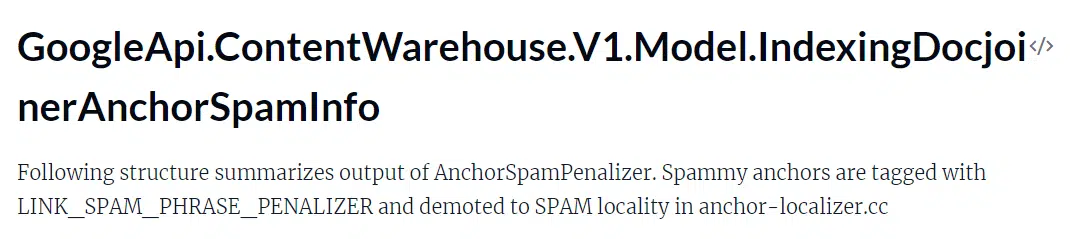 Source: Anchor spam info data module