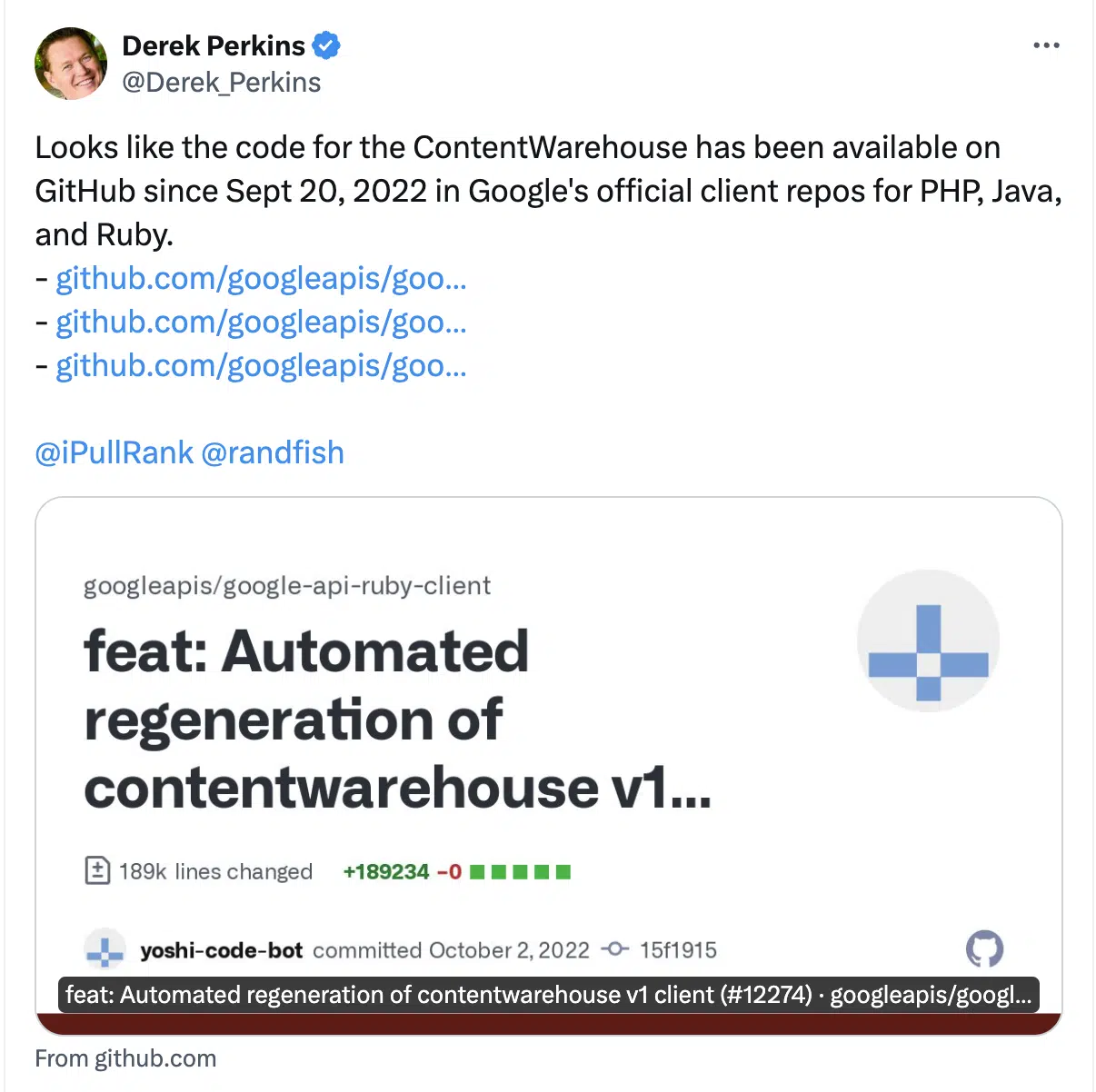 Derek Perkins X Contentwarehouse Github 2022