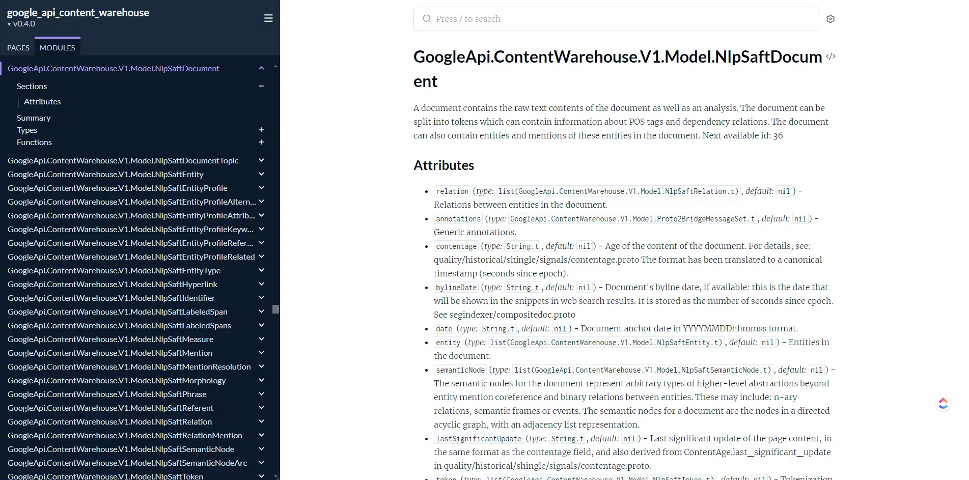 Hexdocs Google Api Content Warehouse