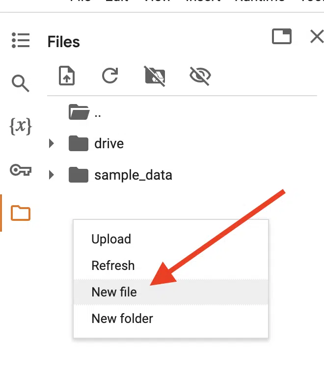 How to create new files directly in Google Colab