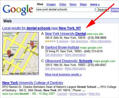 Google Universal Search: Old Local OneBox