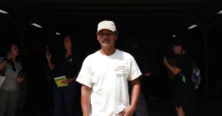 Former chicken farmer Tom Lim at the opening of his chicken barn-turned-greenhouse.