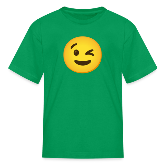 😉 Winking Face (Google Noto Color Emoji) Kids' T-Shirt - kelly green