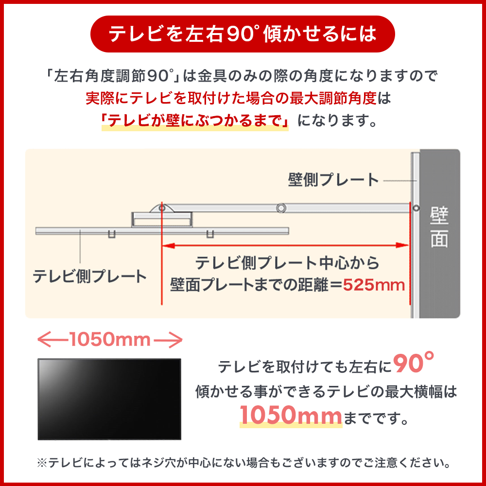 壁掛けテレビ　金具　壁掛け金具　テレビ　壁掛け　金具　 金物 32-65型 コーナー設置アーム付 - PLB-136M  アーム式｜ace-of-parts｜18