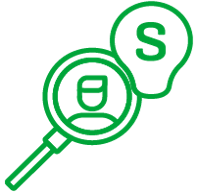 This is an image of a green icon, of a man in a magnifying glass, next to the SmartRecruiters logo