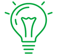 This is an image of a green icon, of a lightbulb flashing