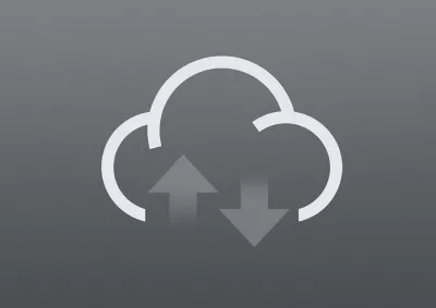 Grey icon of upload/download from the cloud