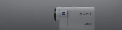 Side view of white Sony 4K action cam