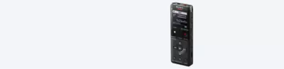 Black digital voice recorder on light grey background