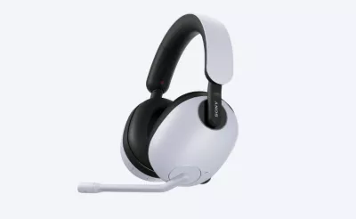 Gaming headphones on grey background