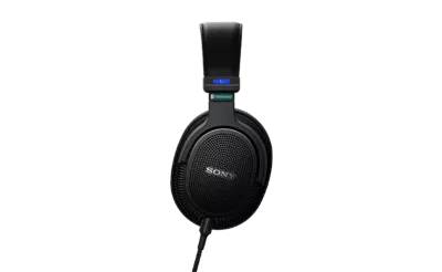 Professional headphones on grey background