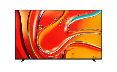 Front view of BRAVIA 7 with screenshot of red and orange water droplets