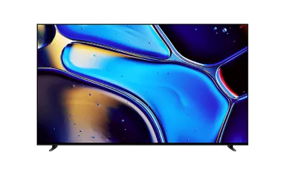 Front view of BRAVIA 8 with screenshot of blue water droplets