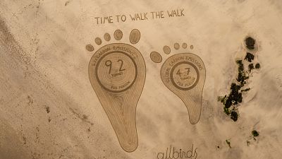 Footprints showing difference in carbon emissions, by One Man and his Rake